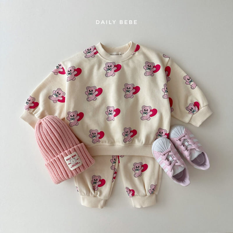 Daily Bebe - Korean Children Fashion - #fashionkids - Bear Heart Top Bottom Set