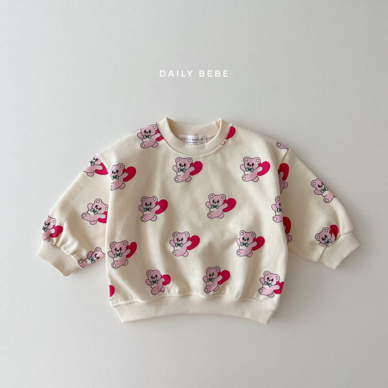 Daily Bebe - Korean Children Fashion - #kidsshorts - Bear Heart Top Bottom Set - 2