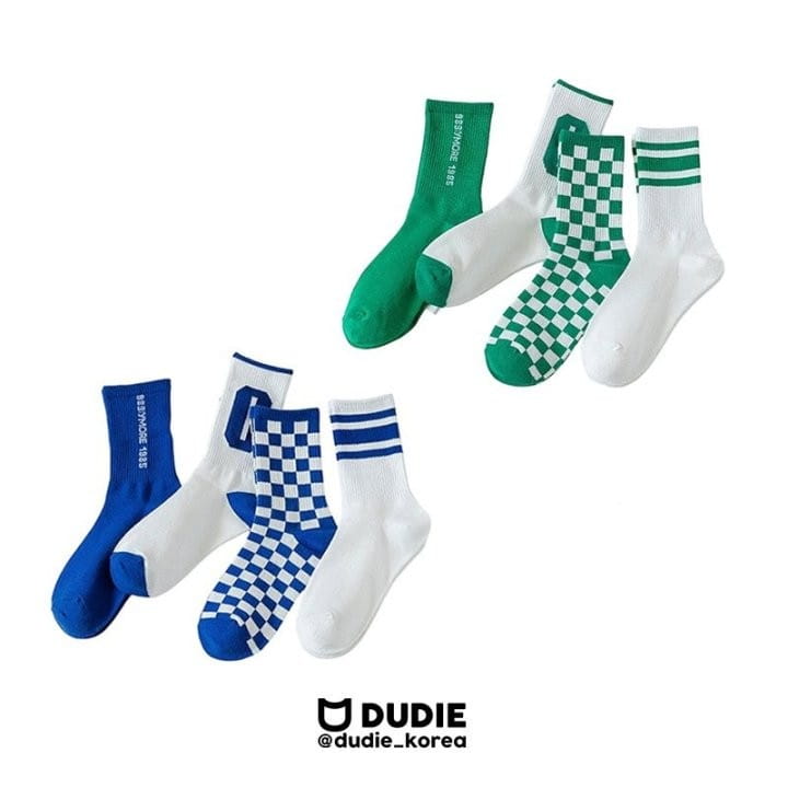 Dudie - Korean Children Fashion - #Kfashion4kids - Checker C Four Type Set