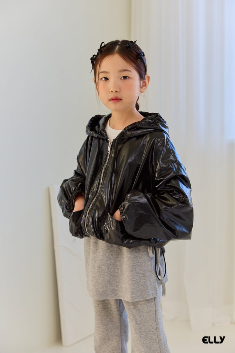 Ellymolly - Korean Children Fashion - #kidsstore - Glossy Coating Hoody Jumper - 2