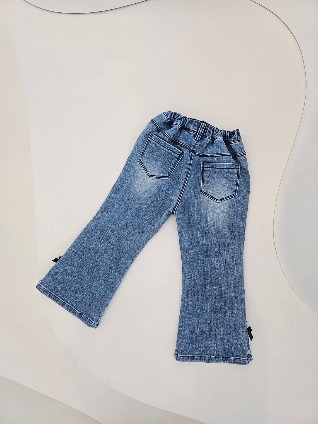 Firstblue - Korean Children Fashion - #Kfashion4kids - Ribbon Boots Cut Jeans - 2