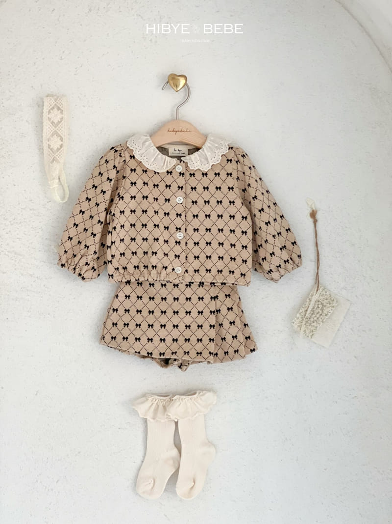 Hi Byebebe - Korean Baby Fashion - #onlinebabyshop - Ribbon Jacquard Top Bottom Set