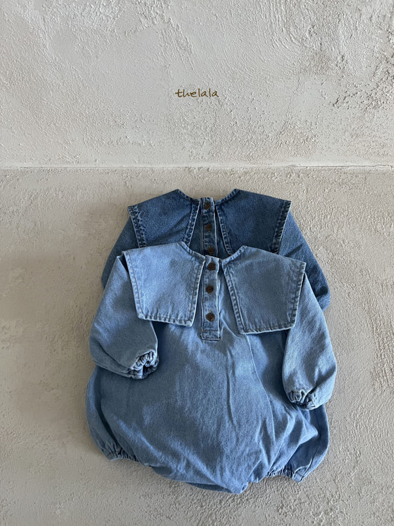 Lala - Korean Baby Fashion - #babyfashion - Collar Denim Body Suit - 5