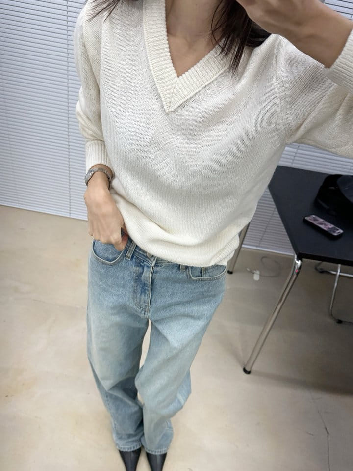 Moani - Korean Women Fashion - #womensfashion - Snug V Neck Wool Cashmere Knit Tee - 4