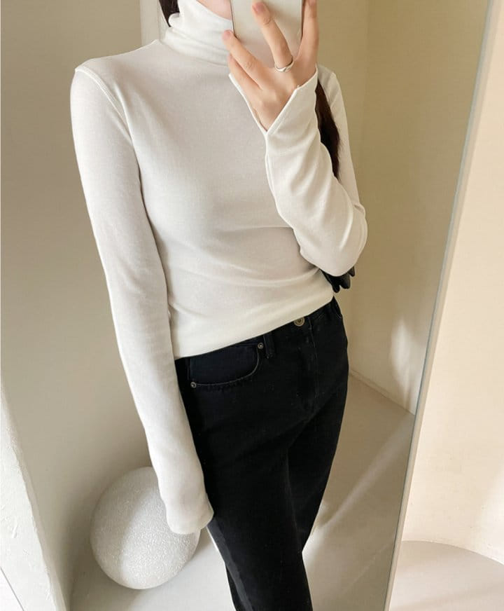 Moani - Korean Women Fashion - #pursuepretty - Tencel Wool Turtle Neck Slit Top - 7