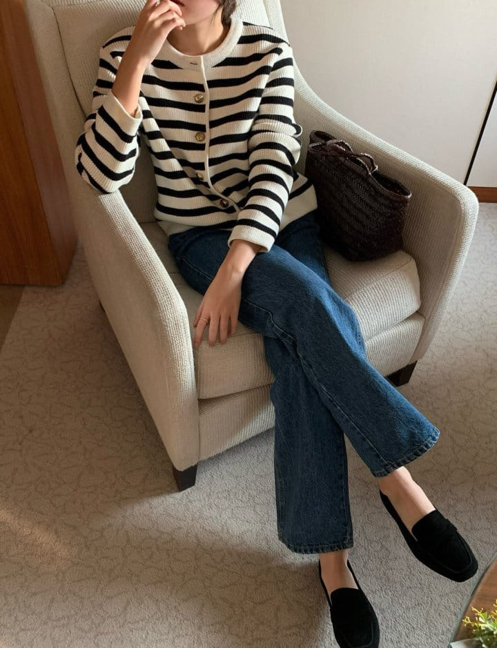 Moani - Korean Women Fashion - #pursuepretty - French Stripe Knit Cardigan - 3