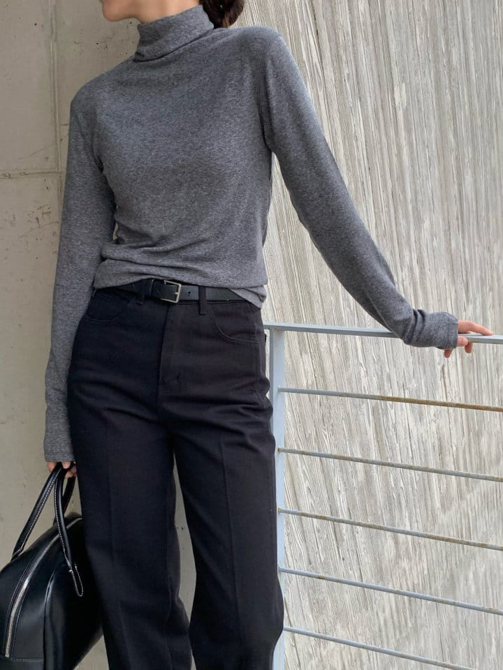 Moani - Korean Women Fashion - #romanticstyle - Tencel Wool Turtle Neck Slit Top - 9