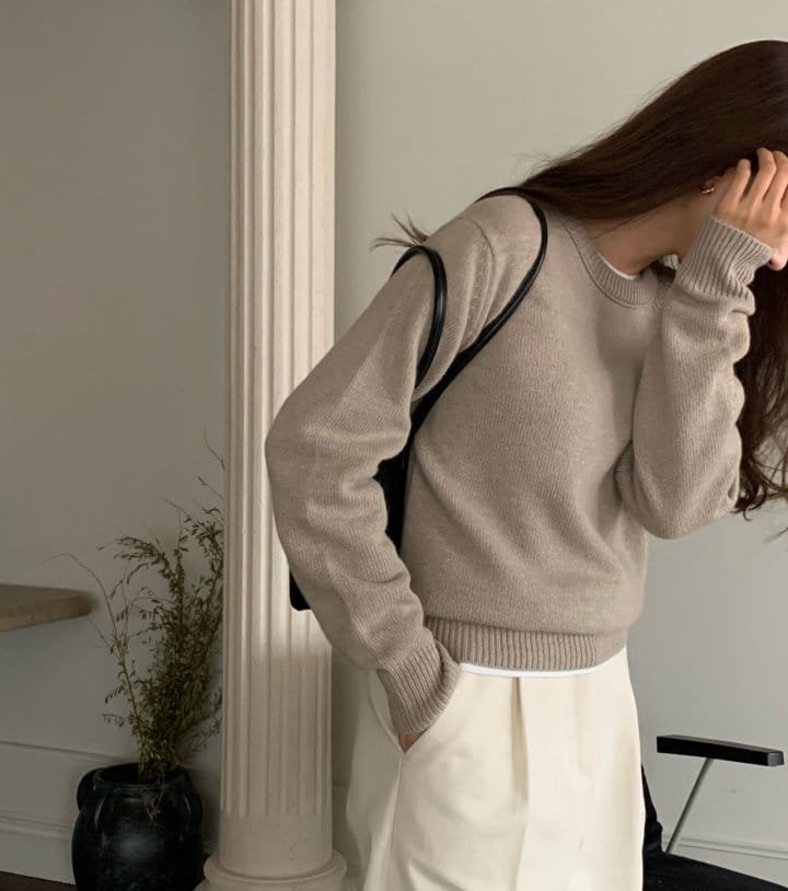 Moani - Korean Women Fashion - #womensfashion - Wool Cashmere Crew Neck Knit Tee