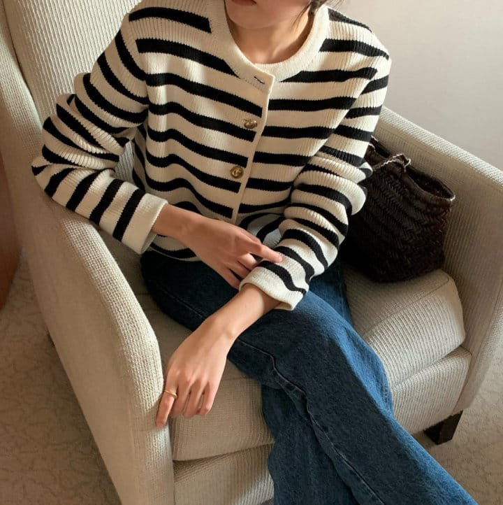 Moani - Korean Women Fashion - #womensfashion - French Stripe Knit Cardigan - 12