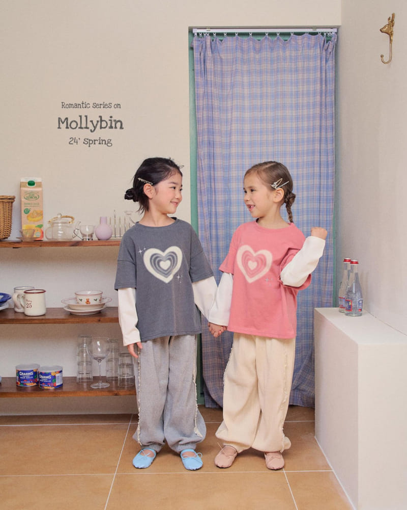 Mollybin - Korean Children Fashion - #designkidswear - Layered Heart Tee - 3