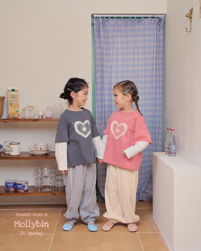 Mollybin - Korean Children Fashion - #designkidswear - Layered Heart Tee - 4