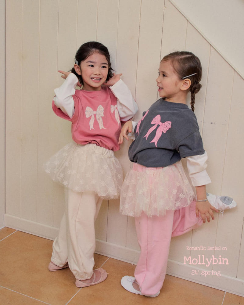 Mollybin - Korean Children Fashion - #kidsshorts - Layered Ribbon Tee - 7