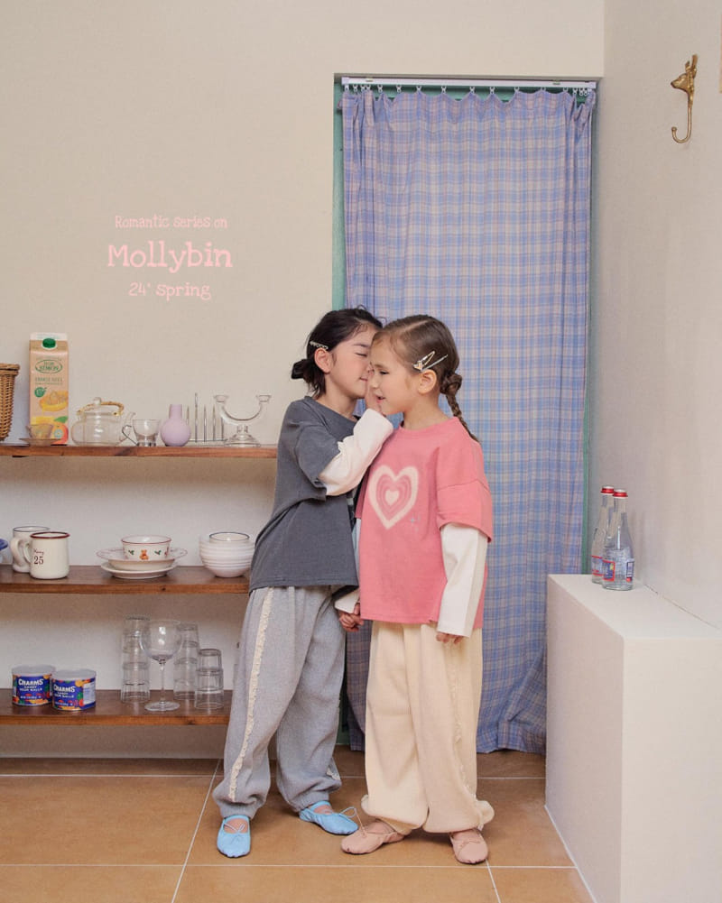 Mollybin - Korean Children Fashion - #kidsshorts - Layered Heart Tee - 6