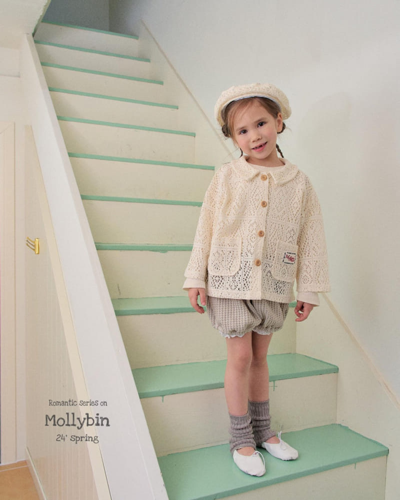 Mollybin - Korean Children Fashion - #kidsshorts - Lace Label Cardigan - 5