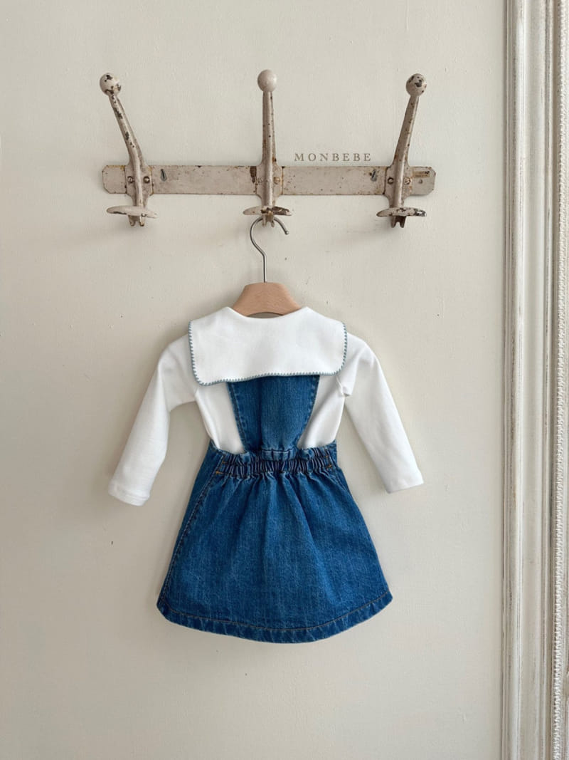 Monbebe - Korean Children Fashion - #discoveringself - Denim Dungarees Skirt - 6