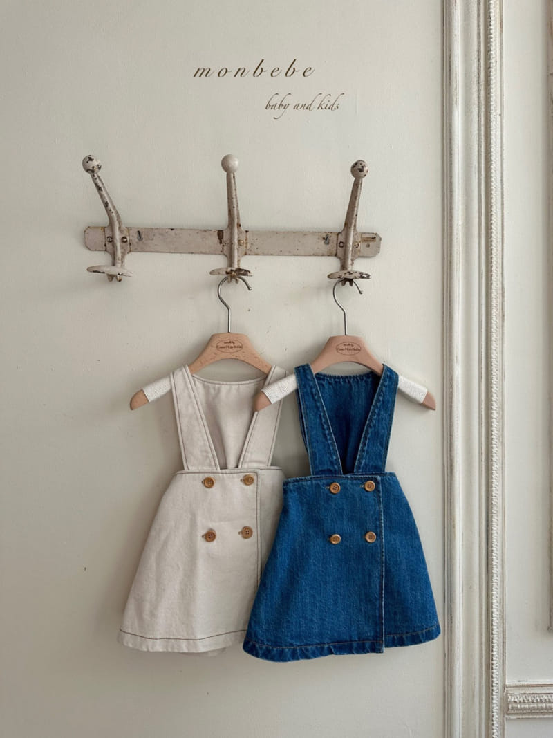 Monbebe - Korean Children Fashion - #toddlerclothing - Denim Dungarees Skirt