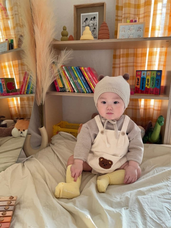 Moran - Korean Baby Fashion - #babyootd - Bear Dungarees Body Suit - 9