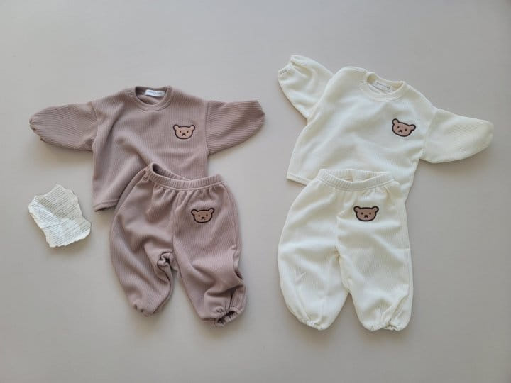 Moran - Korean Baby Fashion - #onlinebabyboutique - Knit Bear Top Bottom Set