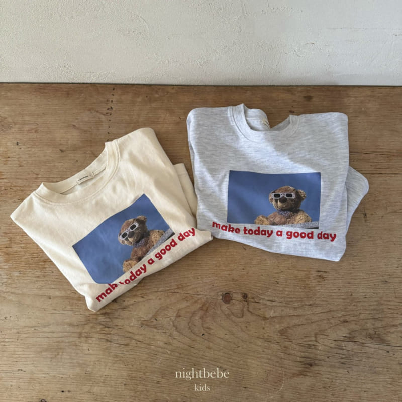 Night Bebe - Korean Children Fashion - #childofig - Bear Long Sleeve Tee