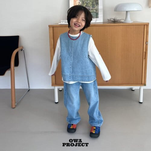 O Wa - Korean Children Fashion - #Kfashion4kids - Darts Denim Vest - 5