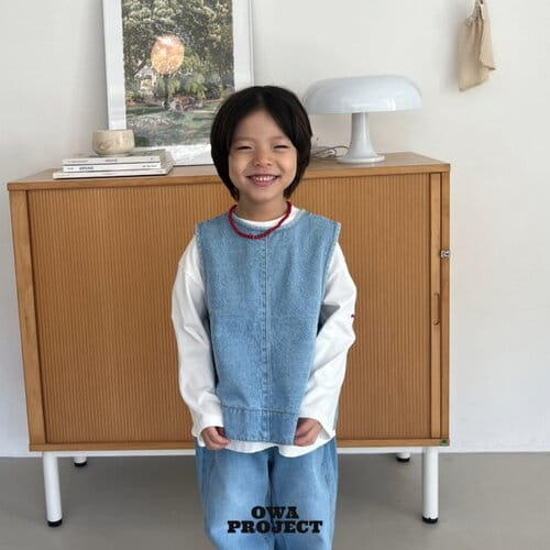 O Wa - Korean Children Fashion - #littlefashionista - Darts Denim Vest - 6