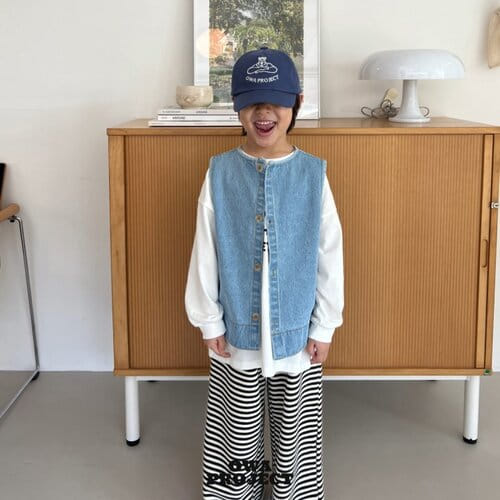 O Wa - Korean Children Fashion - #minifashionista - Darts Denim Vest - 8