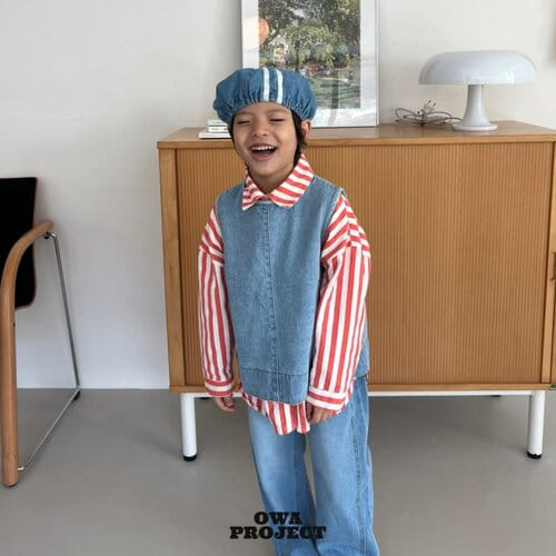 O Wa - Korean Children Fashion - #prettylittlegirls - Tape Denim Beret - 3