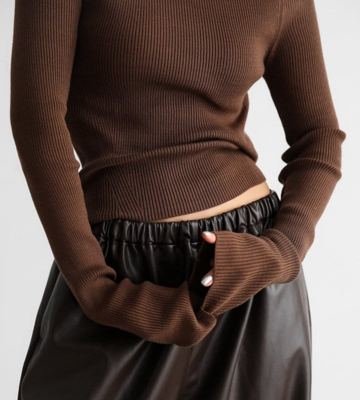 Paper Moon - Korean Women Fashion - #momslook -  Turtleneck Ribbed Knit Top  - 2