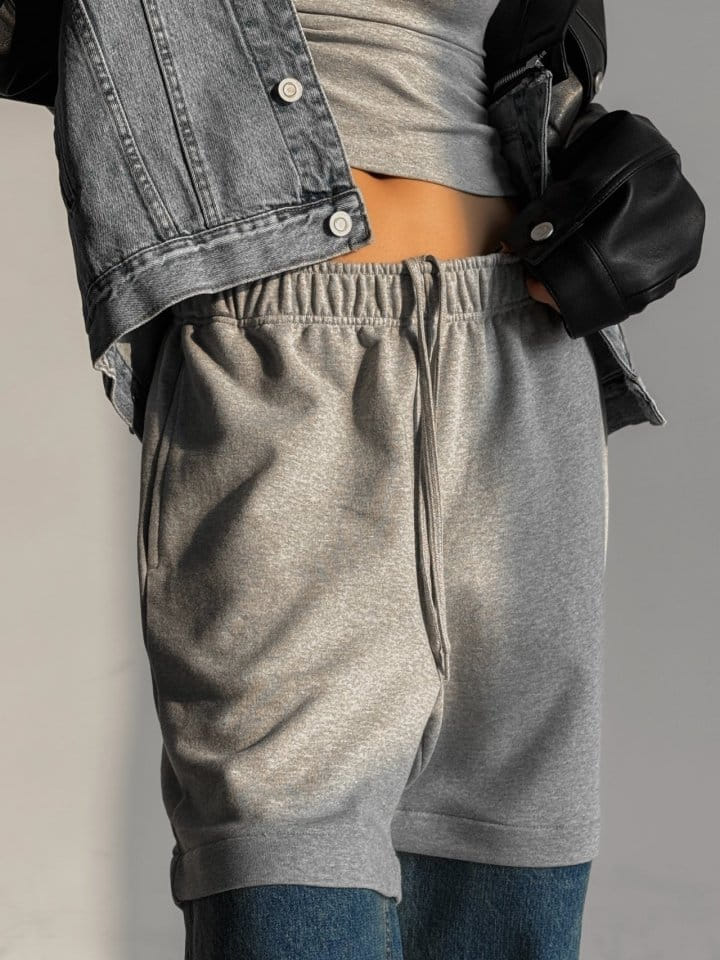 Paper Moon - Korean Women Fashion - #momslook - Denim Hem Detail Drawstring Sweat Pants - 5