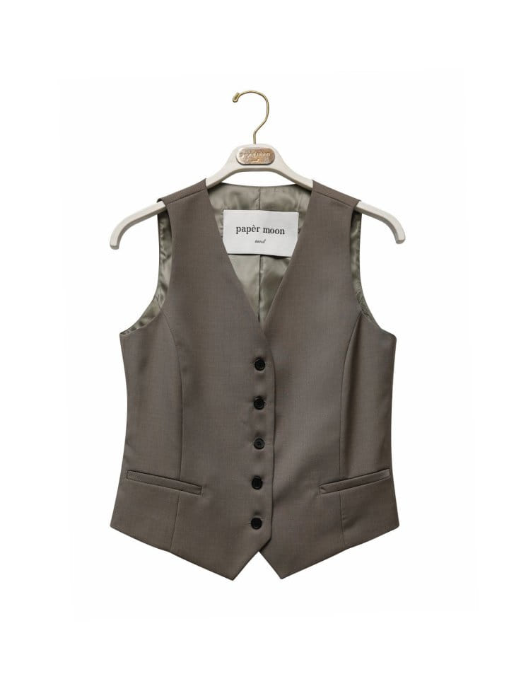 Paper Moon - Korean Women Fashion - #womensfashion - Sharkskin Fabric Tailored Set Up Vest - 9