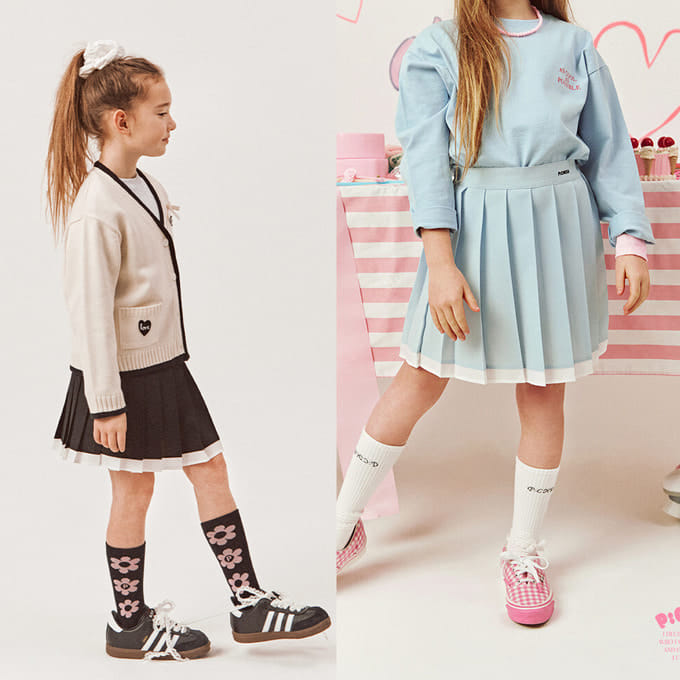 Peach-Cream - Korean Children Fashion - #Kfashion4kids - Color Pleats Skirt