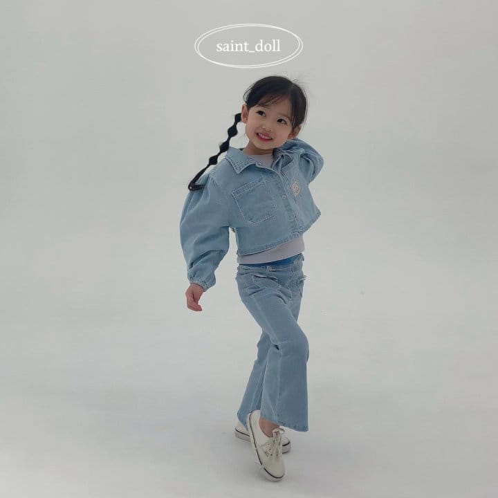 Saint Doll - Korean Children Fashion - #designkidswear - Heart Denim Boots Cut Pants - 6