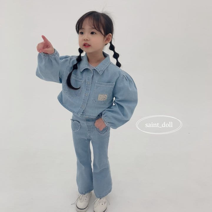 Saint Doll - Korean Children Fashion - #kidsstore - Heart Denim Boots Cut Pants - 10