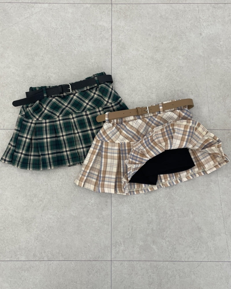 Sm2 - Korean Children Fashion - #magicofchildhood - Check Belt Skirt