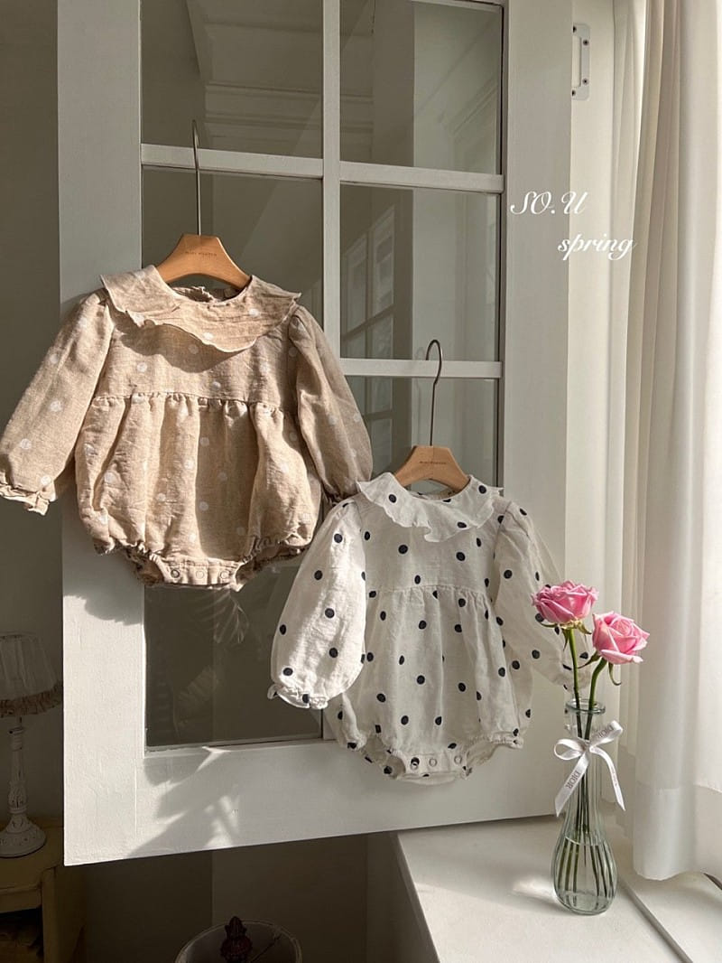 So U - Korean Baby Fashion - #babyboutiqueclothing - Dot Collar Body Suit