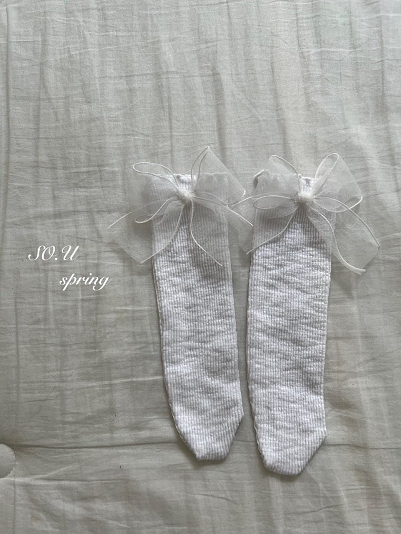 So U - Korean Baby Fashion - #babyfashion - Sha Ribbon Knee Socks - 6