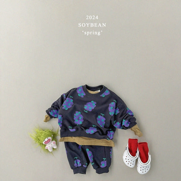 Soybean - Korean Children Fashion - #childrensboutique - Grape Friend Top Bottom Set - 3