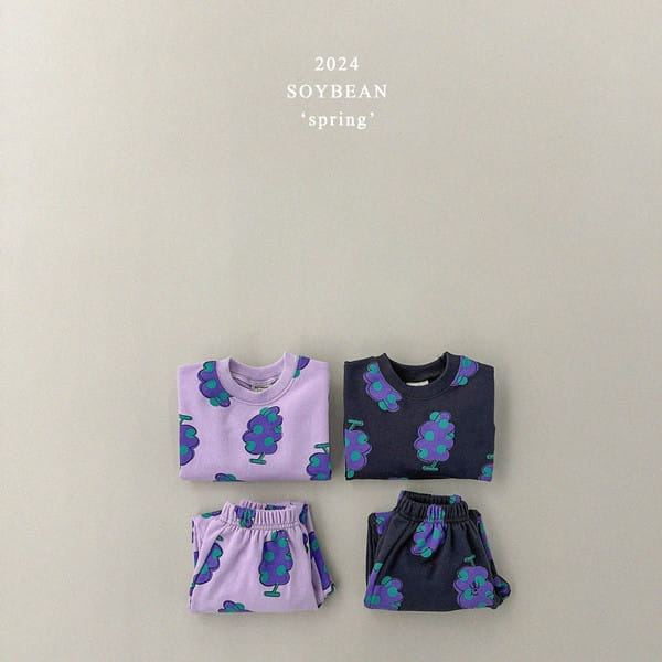 Soybean - Korean Children Fashion - #childrensboutique - Grape Friend Top Bottom Set - 4