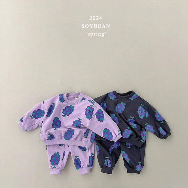 Soybean - Korean Children Fashion - #stylishchildhood - Grape Friend Top Bottom Set