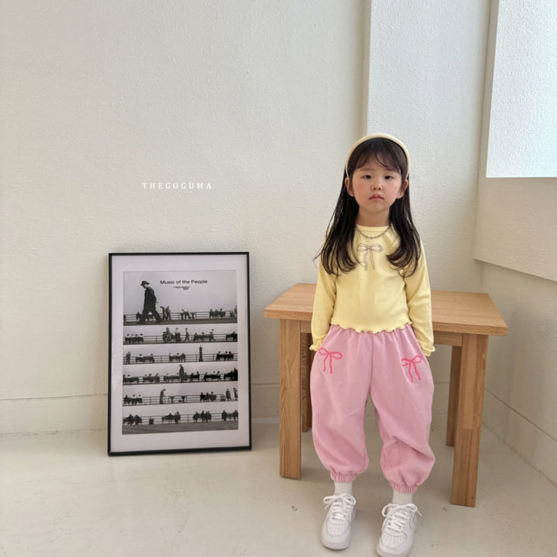 Thegoguma - Korean Children Fashion - #prettylittlegirls - Ribbon Jogger Pants - 9