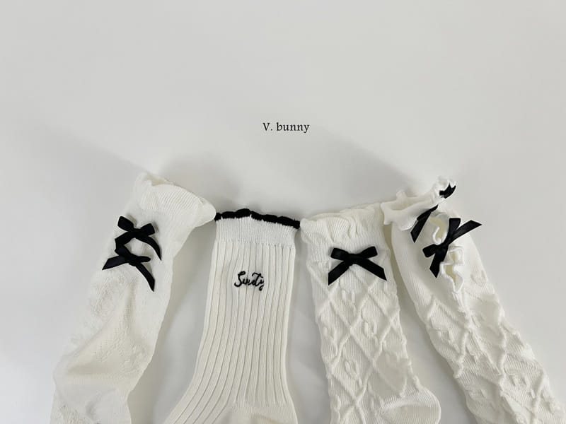 V Bunny - Korean Baby Fashion - #babyboutiqueclothing - Terry Ribbon Socks Set - 2