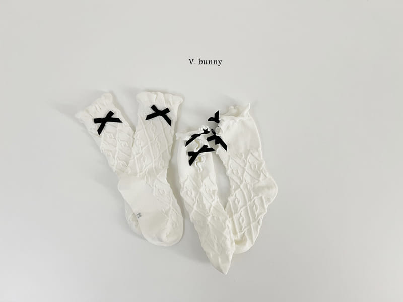 V Bunny - Korean Baby Fashion - #babyclothing - Terry Ribbon Socks Set - 4