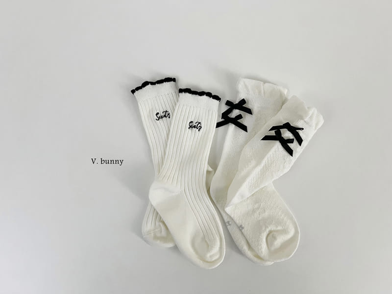 V Bunny - Korean Baby Fashion - #babyfever - Terry Ribbon Socks Set - 5