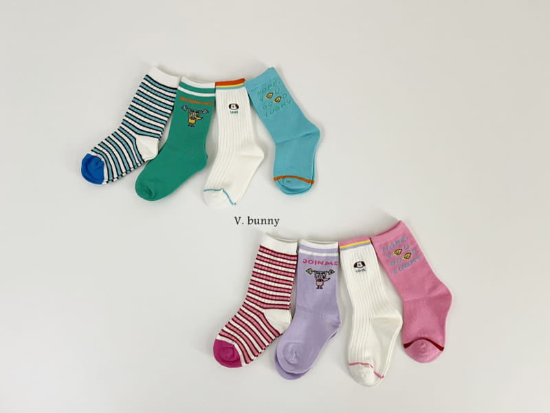 V Bunny - Korean Baby Fashion - #babyfever - Join Socks Set - 3