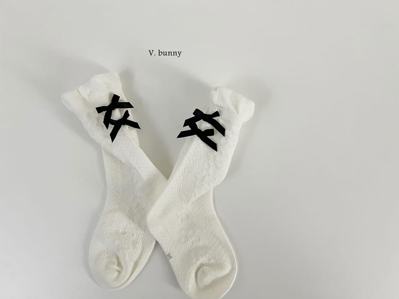 V Bunny - Korean Baby Fashion - #babygirlfashion - Terry Ribbon Socks Set - 6