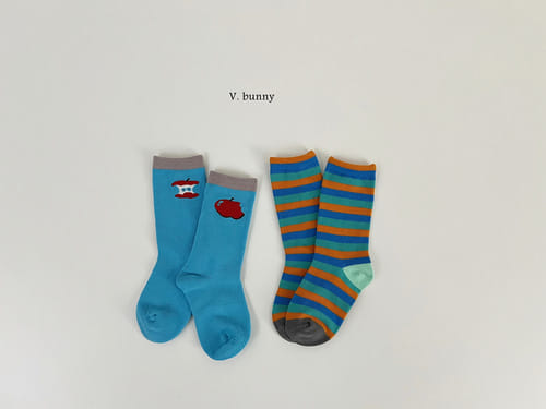 V Bunny - Korean Baby Fashion - #babyoutfit - Apple Socks Set - 5