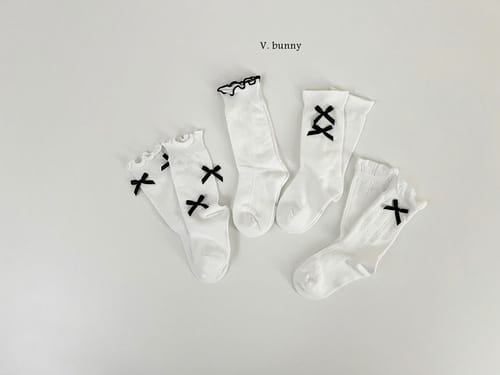 V Bunny - Korean Baby Fashion - #babyoutfit - Point Ribbon Socks Set - 2