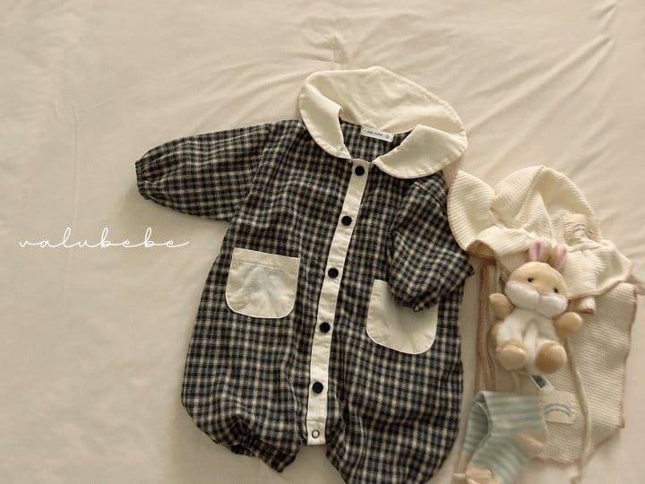 Valu Bebe - Korean Baby Fashion - #babywear - Check Collar Body Suit - 6