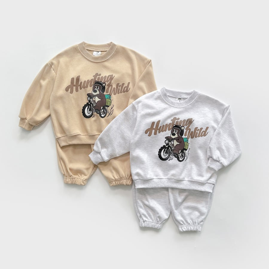 Whitesketchbook - Korean Children Fashion - #discoveringself - Bike Bear Top Bottom Set