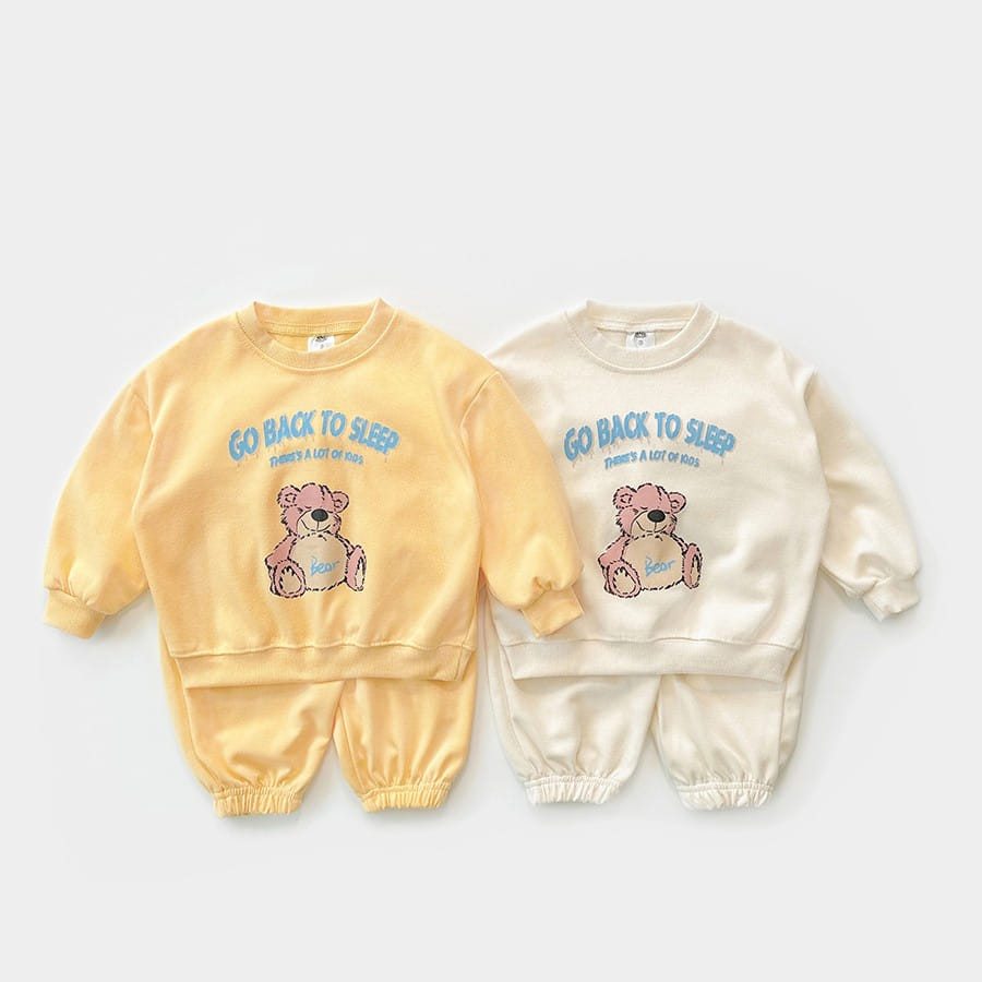 Whitesketchbook - Korean Children Fashion - #fashionkids - Sleeping Bear Top Bottom Set